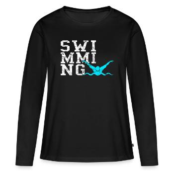 Nager - T-shirt manches longues Premium bio Femme - noir - Devant - Julia (174cm)