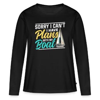 Malheureusement, je ne peux pas avoir de plans avec mon bateau - T-shirt manches longues Premium bio Femme - noir - Devant - Julia (174cm)