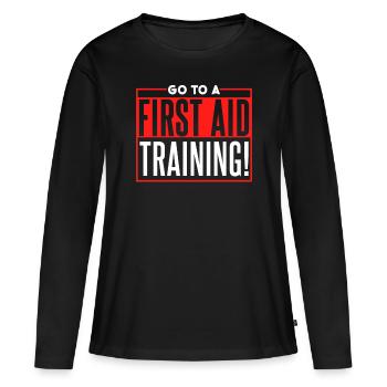 Participer à un instructeur de secourisme - T-shirt manches longues Premium bio Femme - noir - Devant - Julia (174cm)