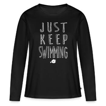 Trouver Dory Keep Swimming Graphique - T-shirt manches longues Premium bio Femme - noir - Devant - Julia (174cm)