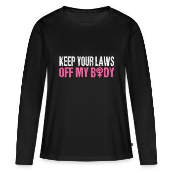 Gardez vos lois hors de mon corps Mon choix Pro Choice Ab - T-shirt manches longues Premium bio Femme - noir - Devant - Julia (174cm)
