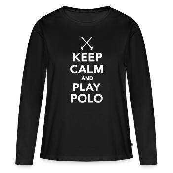 Keep calm and play polo - Women's Premium Organic Long Sleeve Shirt - black - Front - Julia (174cm)