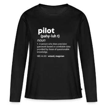 Lustiger Pilot Definition Design Flugzeug Jet Aviatio - Frauen Premium Bio Langarmshirt - Schwarz - Vorne - Julia (174cm)