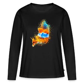 Créativité sauvage Renard - T-shirt manches longues Premium bio Femme - noir - Devant - Julia (174cm)