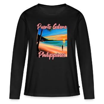 Coucher de soleil à Puerto Galera - T-shirt manches longues Premium bio Femme - noir - Devant - Julia (174cm)