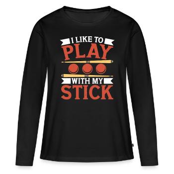 Le billard aime jouer avec le billard bâton 8 balles - T-shirt manches longues Premium bio Femme - noir - Devant - Julia (174cm)