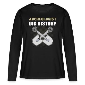 Archéologue Fouiller Histoire Archéologie Archéologie - T-shirt manches longues Premium bio Femme - noir - Devant - Julia (174cm)