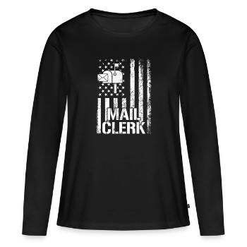 mail clerk american flag, mail clerk - Frauen Premium Bio Langarmshirt - Schwarz - Vorne - Julia (174cm)