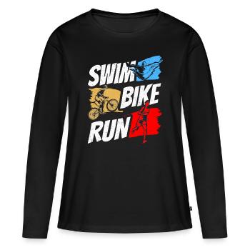 Natation Vélo Course Triathlète Triathlète Triathlon Triathlète - T-shirt manches longues Premium bio Femme - noir - Devant - Julia (174cm)