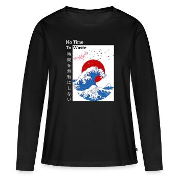 Anime, Japan Design and Font - Women's Premium Organic Long Sleeve Shirt - black - Front - Julia (174cm)