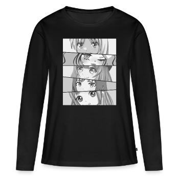 Anime Girls Face Eyes - Women's Premium Organic Long Sleeve Shirt - black - Front - Julia (174cm)