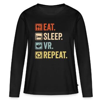 Eat Sleep VR Repeat Vintage Gamer Gaming Virtual R - Women's Premium Organic Long Sleeve Shirt - black - Front - Julia (174cm)