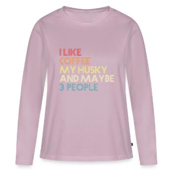 Siberian Husky Dog Owner Coffee Lovers Citation Vinta - T-shirt manches longues Premium bio Femme - rose poudré - Devant - Julia (174cm)