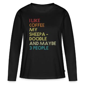 Sheepadoodle chien propriétaire café amateur citation Vintage - T-shirt manches longues Premium bio Femme - noir - Devant - Julia (174cm)