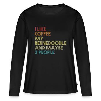 Bernedoodle Dog Owner Coffee Lovers Quote Vintage - T-shirt manches longues Premium bio Femme - noir - Devant - Julia (174cm)