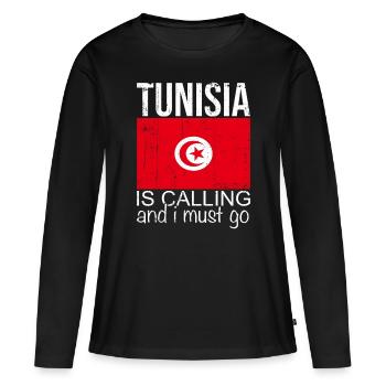 Tunisie - T-shirt manches longues Premium bio Femme - noir - Devant - Julia (174cm)
