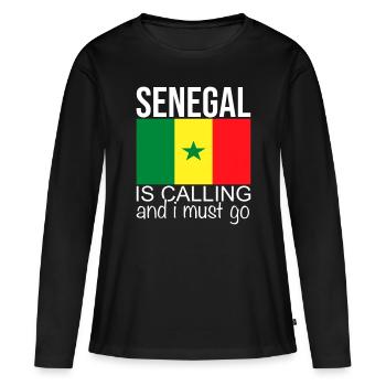 Sénégal - T-shirt manches longues Premium bio Femme - noir - Devant - Julia (174cm)