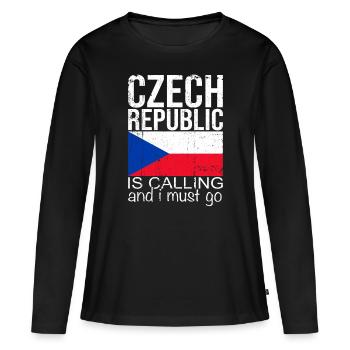 Tchéquie - T-shirt manches longues Premium bio Femme - noir - Devant - Julia (174cm)