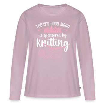 Knitting Knitter Today's Good Mood - Frauen Premium Bio Langarmshirt - Altrosa - Vorne - Julia (174cm)