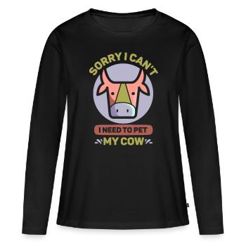 Je n’ai pas besoin de caresser mes vaches - T-shirt manches longues Premium bio Femme - noir - Devant - Julia (174cm)