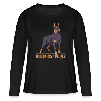 Dobermans > humains Chiens Doberman Doberman Doberman - T-shirt manches longues Premium bio Femme - noir - Devant - Julia (174cm)