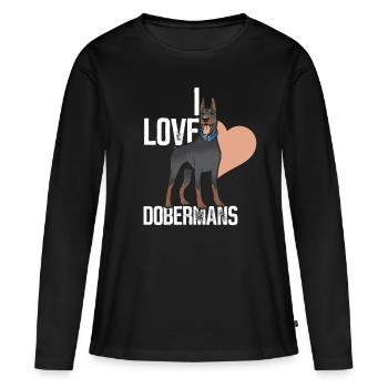 J’aime les dobermans doberman chiens doberman - T-shirt manches longues Premium bio Femme - noir - Devant - Julia (174cm)
