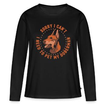 Ne puis-je pas avoir à caresser mon Doberman - T-shirt manches longues Premium bio Femme - noir - Devant - Julia (174cm)