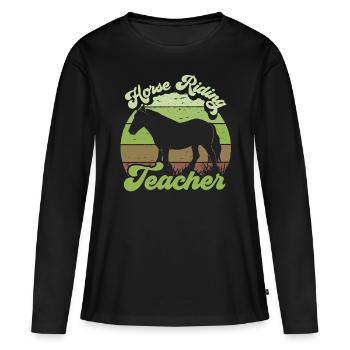 Moniteur d’équitation Cours d’équitation Équitation - T-shirt manches longues Premium bio Femme - noir - Devant - Julia (174cm)