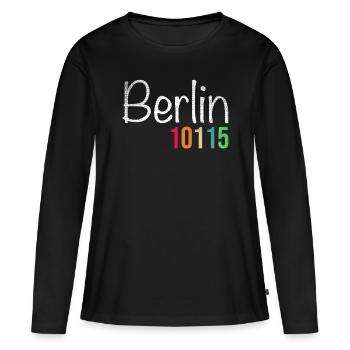 Berlin - T-shirt manches longues Premium bio Femme - noir - Devant - Julia (174cm)
