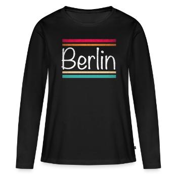 Berlin - T-shirt manches longues Premium bio Femme - noir - Devant - Julia (174cm)