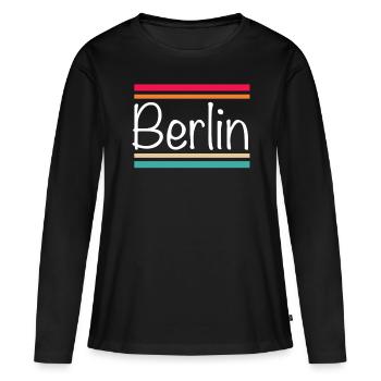 Berlin - T-shirt manches longues Premium bio Femme - noir - Devant - Julia (174cm)