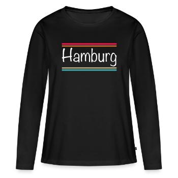 Hambourg - T-shirt manches longues Premium bio Femme - noir - Devant - Julia (174cm)