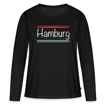 Hambourg - T-shirt manches longues Premium bio Femme - noir - Devant - Julia (174cm)