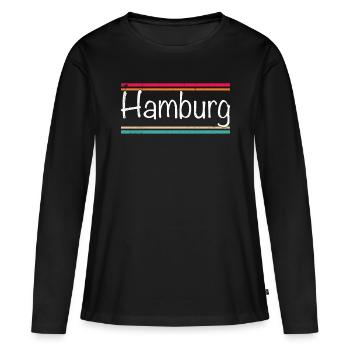 Hambourg - T-shirt manches longues Premium bio Femme - noir - Devant - Julia (174cm)