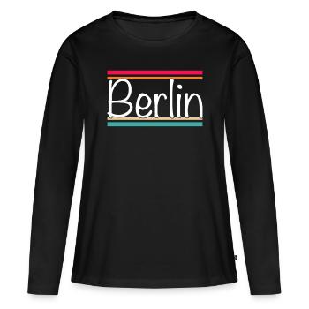 Berlin - T-shirt manches longues Premium bio Femme - noir - Devant - Julia (174cm)