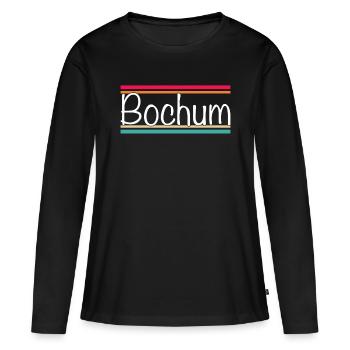 Bochum - Frauen Premium Bio Langarmshirt - Schwarz - Vorne - Julia (174cm)