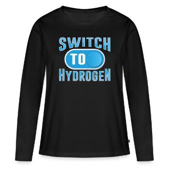 Passer à l’hydrogène énergie hydrogène - T-shirt manches longues Premium bio Femme - noir - Devant - Julia (174cm)