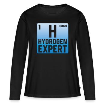 Hydrogen Expert Élément d’énergie hydrogène - T-shirt manches longues Premium bio Femme - noir - Devant - Julia (174cm)