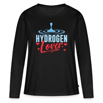 Amateur d’hydrogène Élément énergétique Hydrogène - T-shirt manches longues Premium bio Femme - noir - Devant - Julia (174cm)