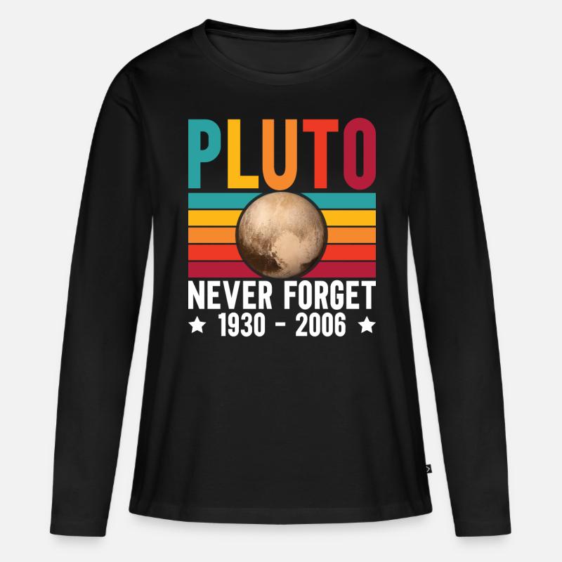 Pluto Never Forget For Astronomy Lover - Frauen Premium Bio Langarmshirt - Schwarz