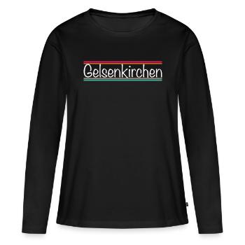 Gelsenkirchen - T-shirt manches longues Premium bio Femme - noir - Devant - Julia (174cm)