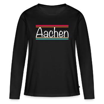 Aachen - Frauen Premium Bio Langarmshirt - Schwarz - Vorne - Julia (174cm)