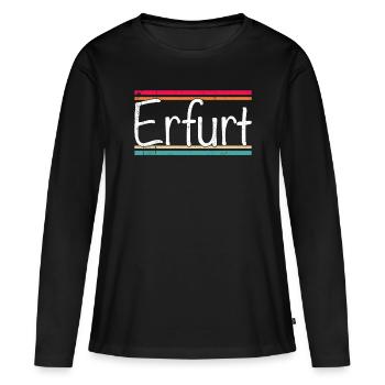 Erfurt - Frauen Premium Bio Langarmshirt - Schwarz - Vorne - Julia (174cm)