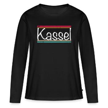 Kassel - T-shirt manches longues Premium bio Femme - noir - Devant - Julia (174cm)
