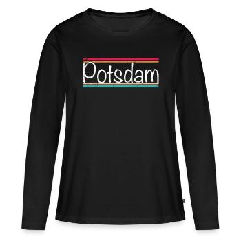 Potsdam - T-shirt manches longues Premium bio Femme - noir - Devant - Julia (174cm)
