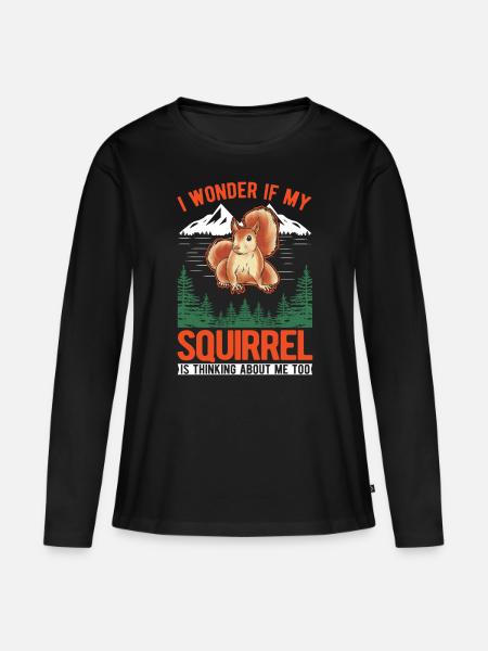 Eichhörnchen Geschenk Grauhörnchen Squirrel - Frauen Premium Bio Langarmshirt - Schwarz