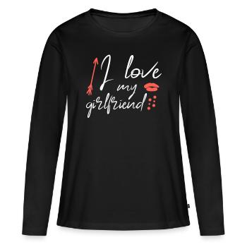 J’aime ma copine - T-shirt manches longues Premium bio Femme - noir - Devant - Julia (174cm)