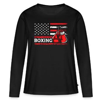 Boxhandschuhe American Combat Sports Flag - Frauen Premium Bio Langarmshirt - Schwarz - Vorne - Julia (174cm)