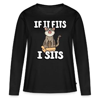 Si ça me va, je m’assois mignon bidon chat fitness - T-shirt manches longues Premium bio Femme - noir - Devant - Julia (174cm)