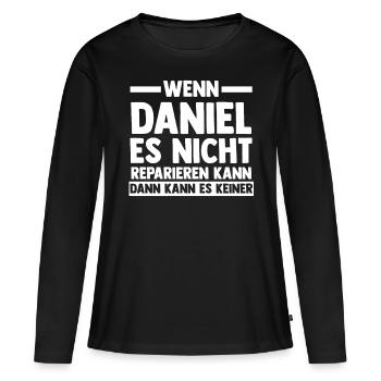 Daniel - Frauen Premium Bio Langarmshirt - Schwarz - Vorne - Julia (174cm)